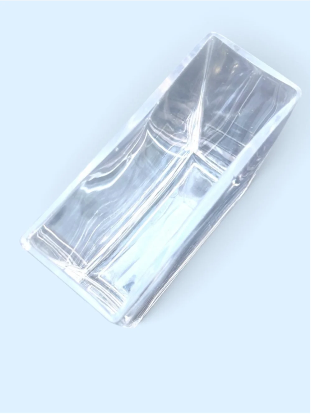 Vintage Clear Glass Vase Rectangular Heavy Thick Glass Bubble Inclusions Geometr